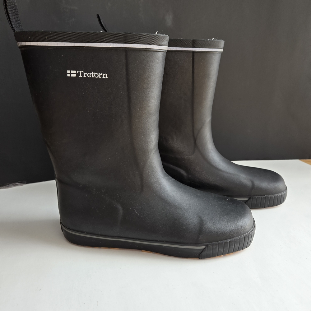Tretorn Fleece Lining Black Rain Boots, 40EU, Unisex